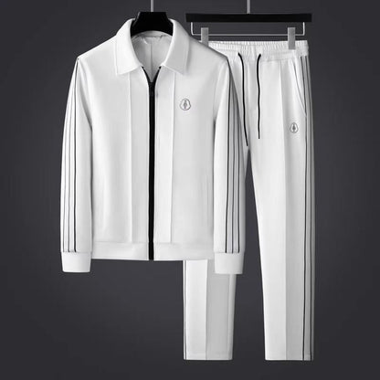 Athletic Tracksuit Two Piece Set - White