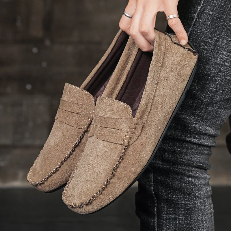 Men's Suede Penny Loafers - Taupe