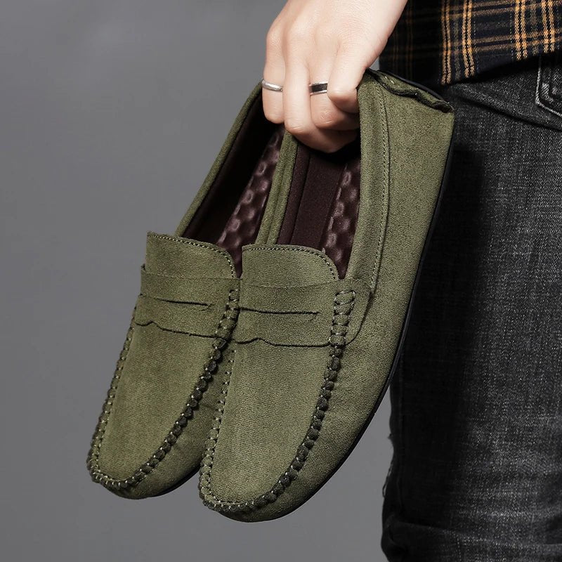 Men's Suede Penny Loafers - Green