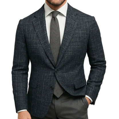 Plaid Blazer Sport Coat - Black