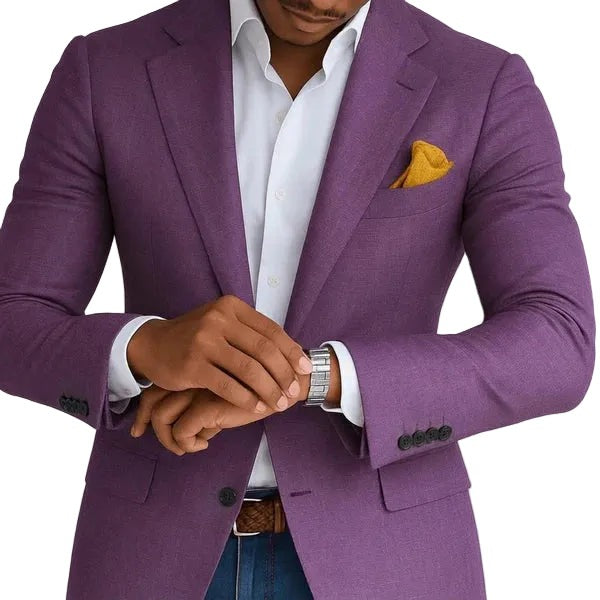 Plaid Blazer Sport Coat - Purple
