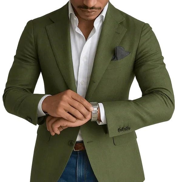 Plaid Blazer Sport Coat - Green