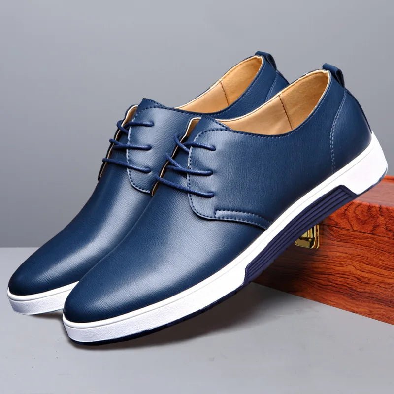 Men's Faux Leather Derby Sneakers - Blue