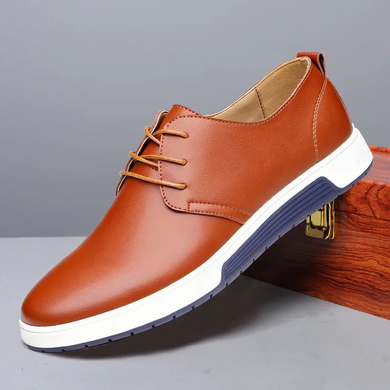 Men's Faux Leather Derby Sneakers - Amber