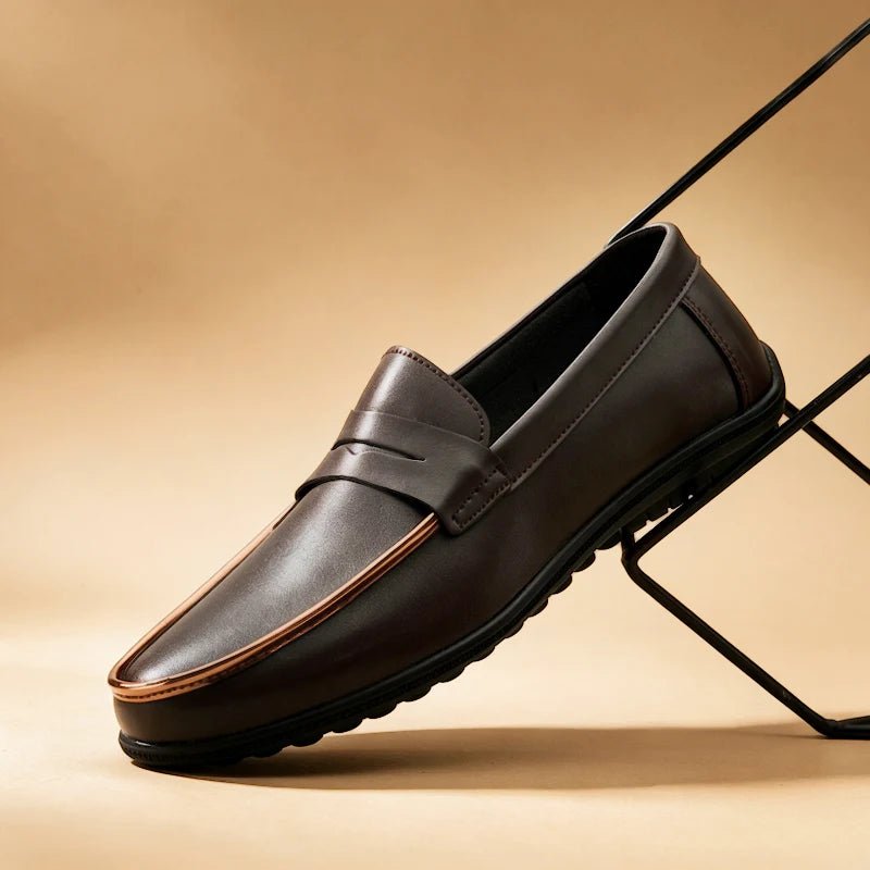 Men's Genuine Leather Penny Loafers - Brown