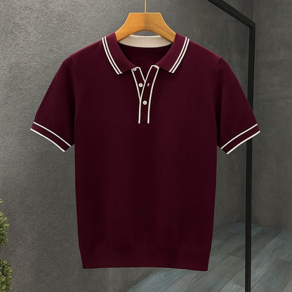 Knit Polo Shirt - Wine Red