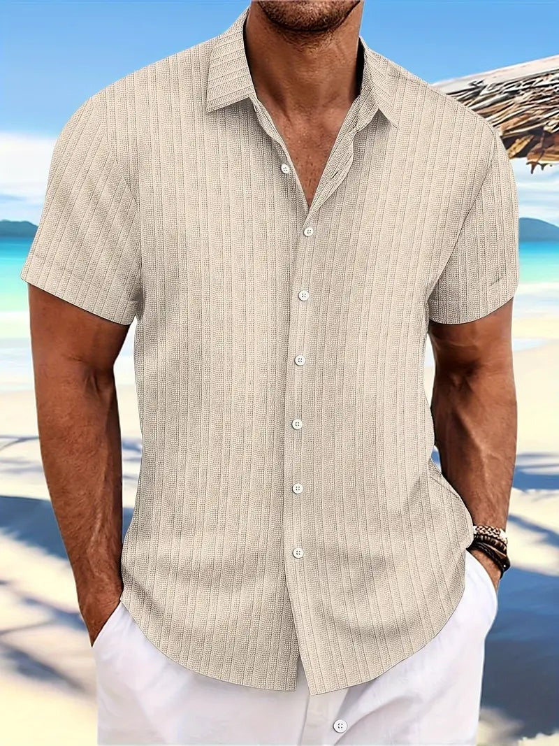 Short Sleeve Beach Shirt - Beige