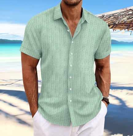 Short Sleeve Beach Shirt - Light Green