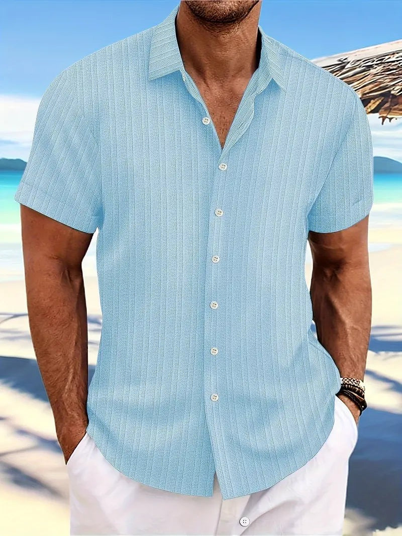 Short Sleeve Beach Shirt - Light Blue