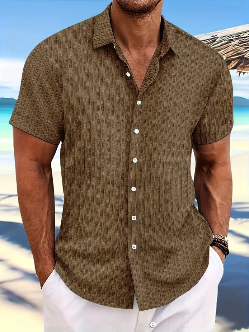 Short Sleeve Beach Shirt - Brown