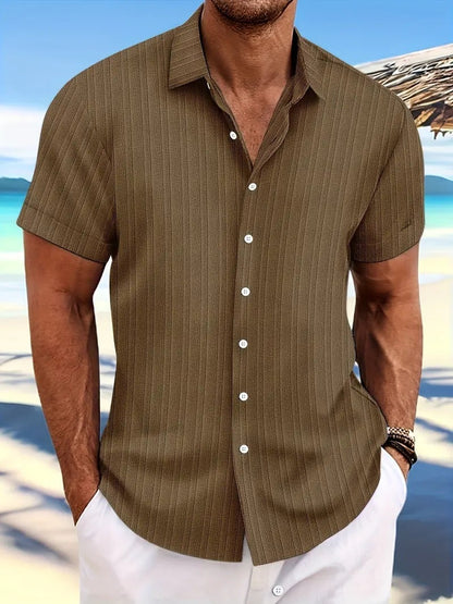 Short Sleeve Beach Shirt - Brown