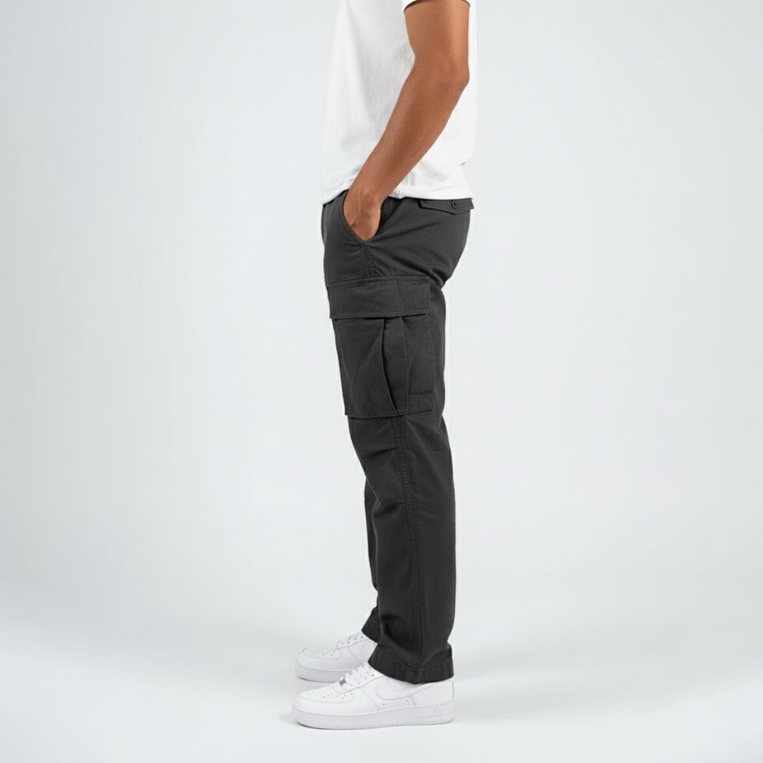 Men's Straight Fit Cargo Pants - Black