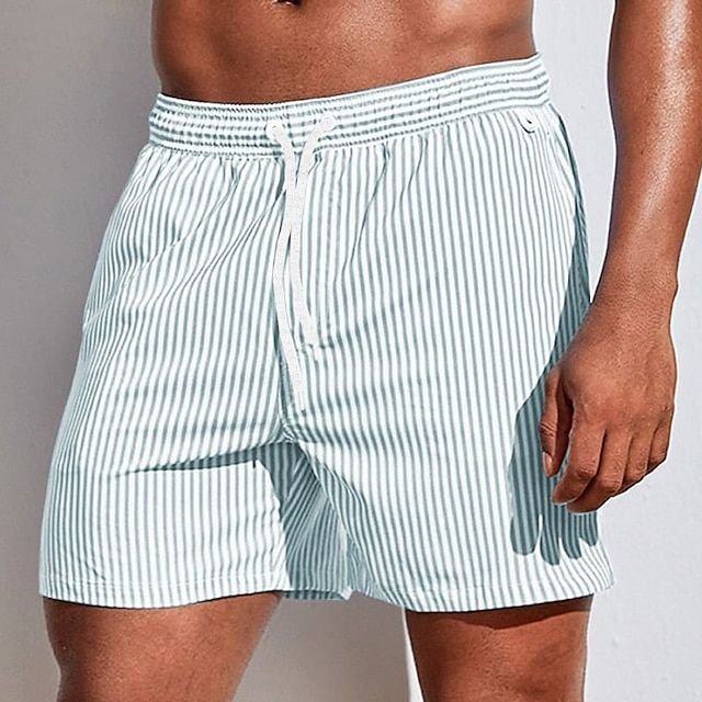 Men's Striped Swim Shorts - Light Green