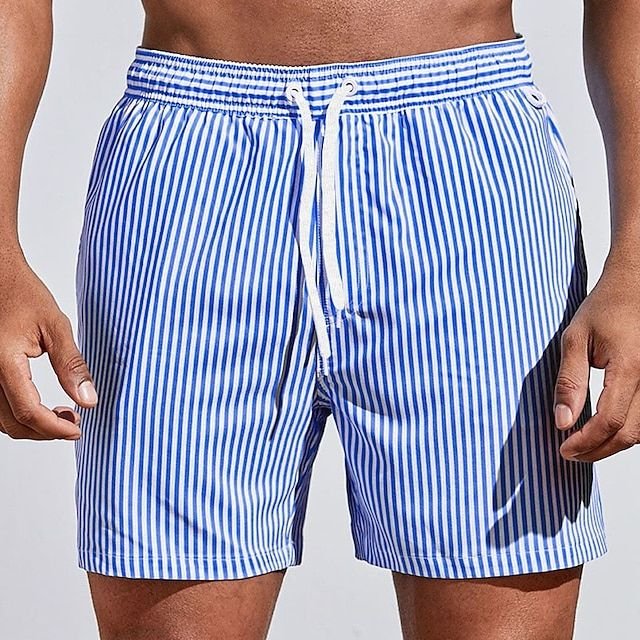 Men's Striped Swim Shorts - Blue
