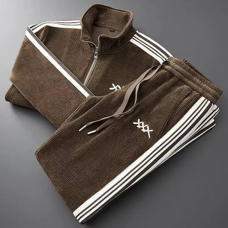 Striped Two Piece Set - Brown