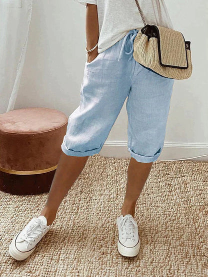 Relaxed Fit Bermuda Shorts - Light Blue