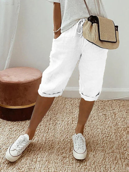 Relaxed Fit Bermuda Shorts - White