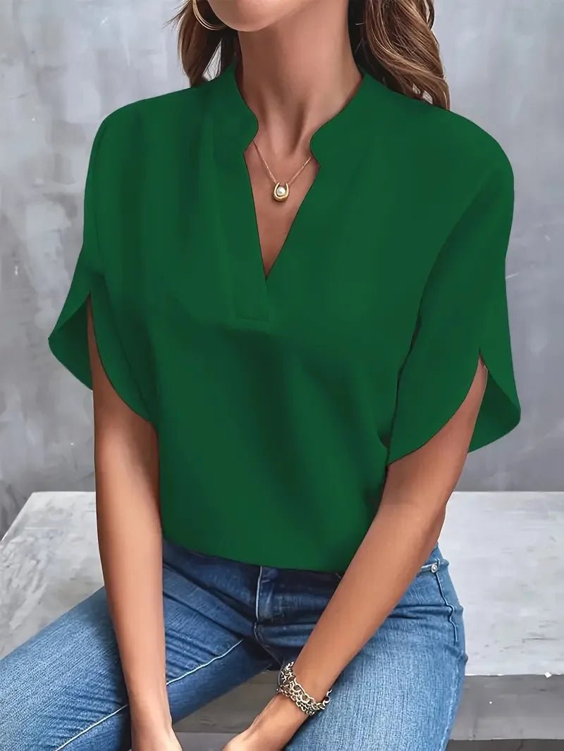 Women's Chiffon V-Neck Blouse - Green