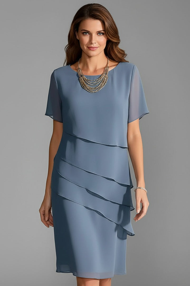 Formal Cocktail Midi Dress - Blue