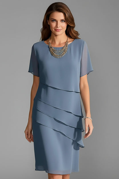 Formal Cocktail Midi Dress - Blue