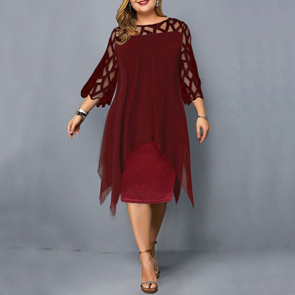 Lace Cocktail Dress - Red Wine