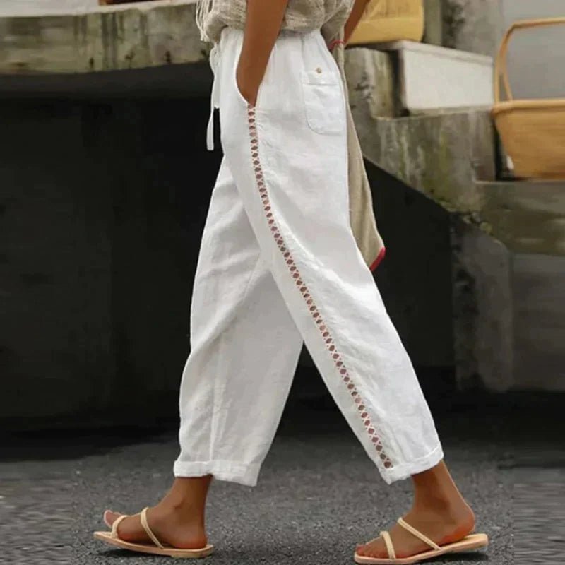 Women's Cropped Wide-Leg Pants - White