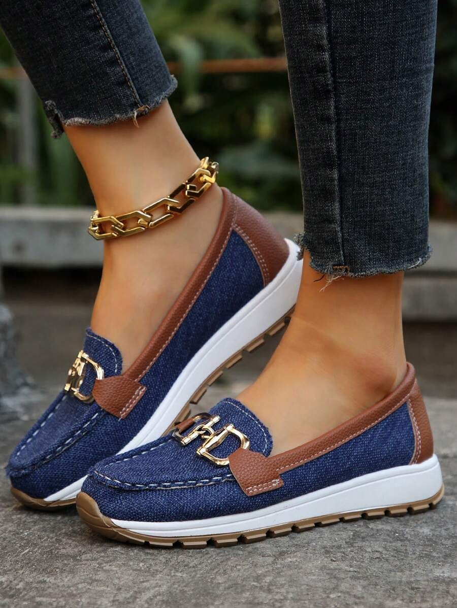 Horsebit Platform Loafers - Navy