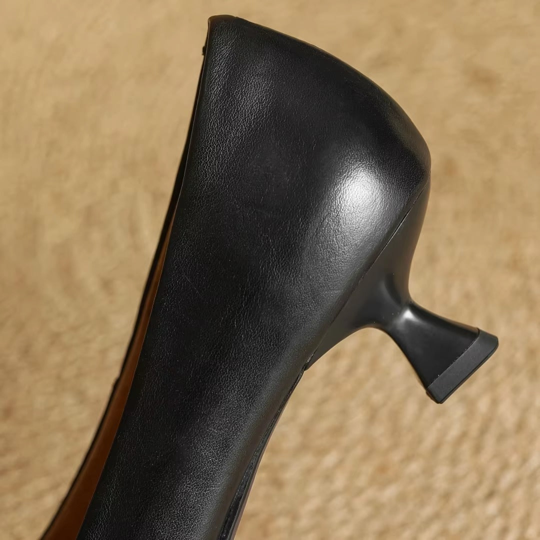 Pointed Toe Block Heel Pumps