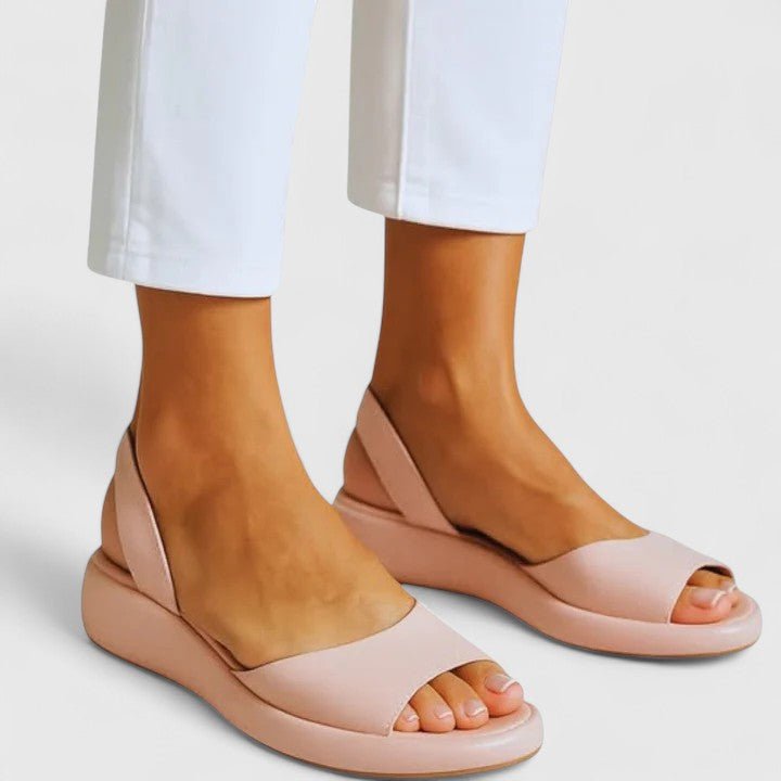 Women's Faux Leather Platform Sandals - Pink