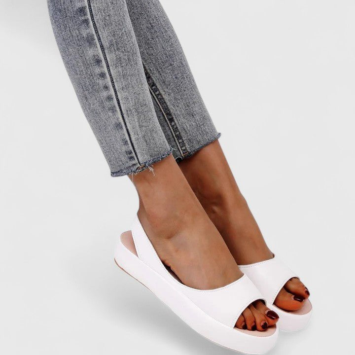 Women's Faux Leather Platform Sandals - White