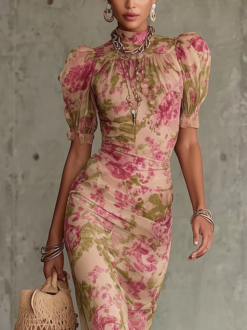 Women's Floral Chiffon Maxi Dress