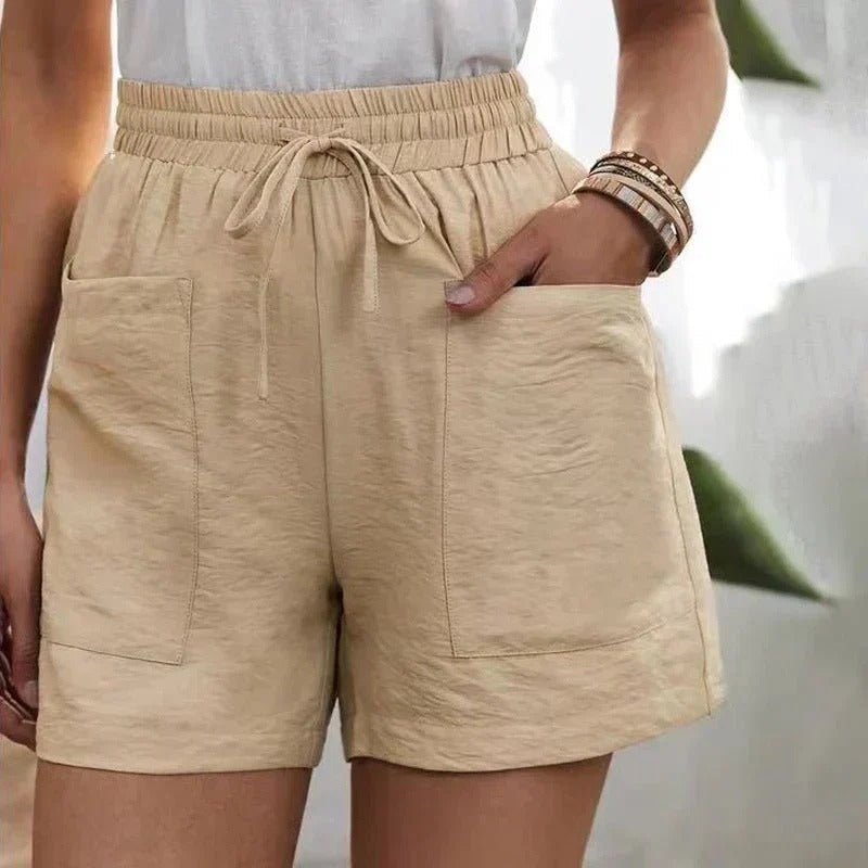 Casual High Waisted Shorts - Beige