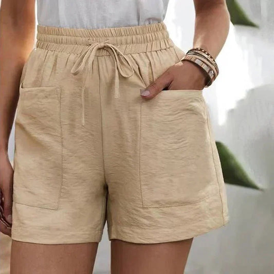 Casual High Waisted Shorts - Beige