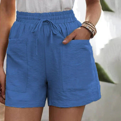 Casual High Waisted Shorts - Blue