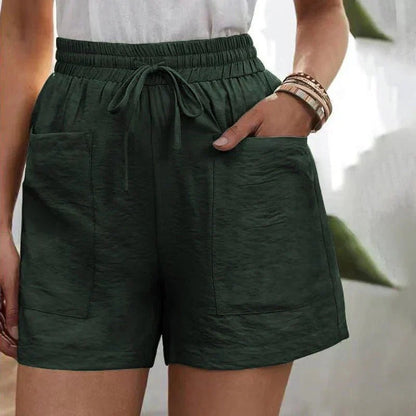 Casual High Waisted Shorts - Dark Green