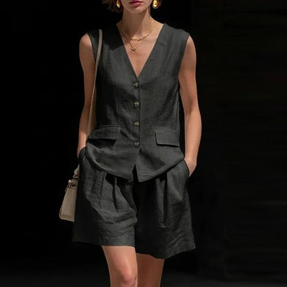 Vest Shorts Two Piece Set - Black
