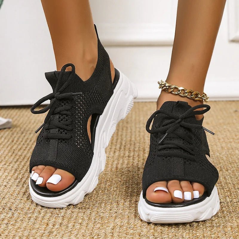 Women's Knit Sneaker Sandals - Black