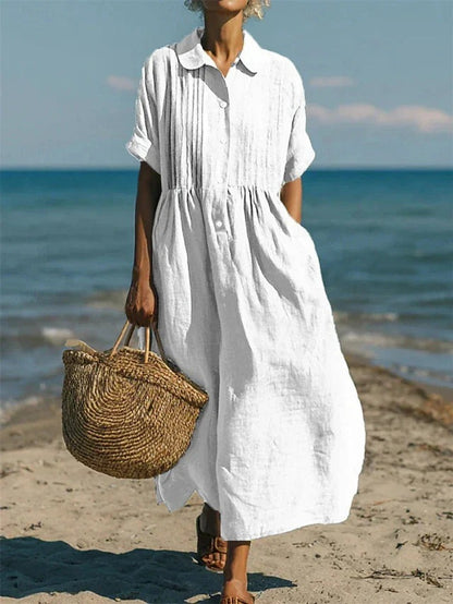 Beach Maxi Shirt Dress - White