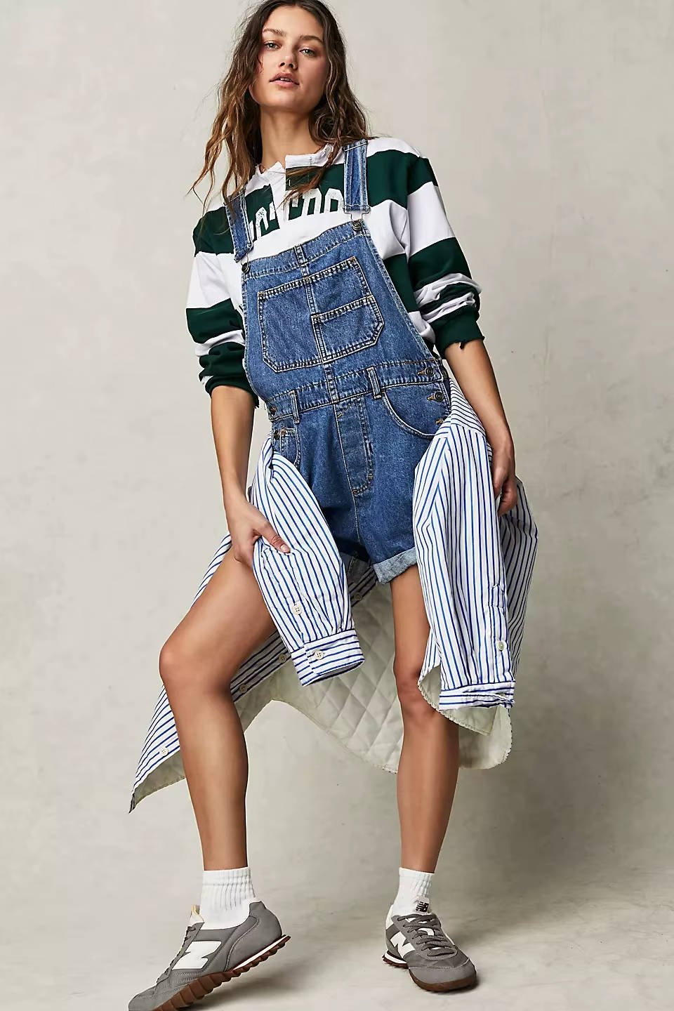 Women's Adjustable Denim Overall Shorts
