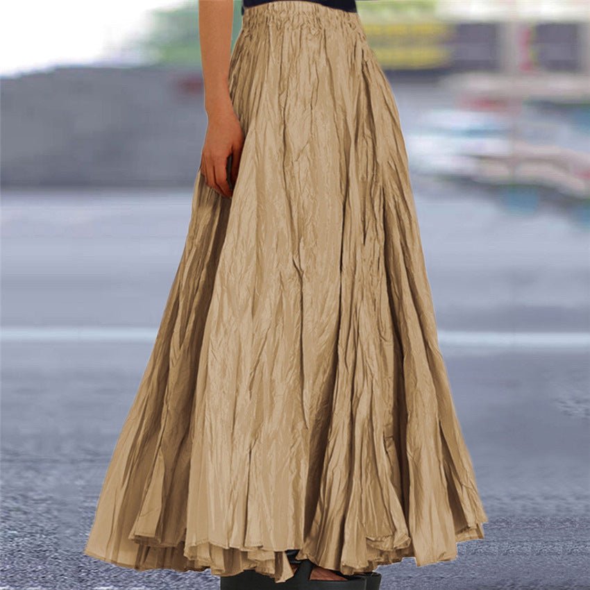 Women's Crinkled A-Line Maxi Skirt - Khaki