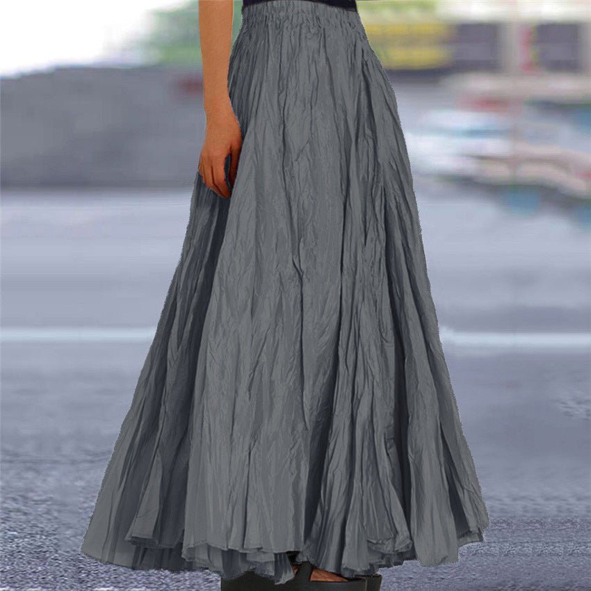 Women's Crinkled A-Line Maxi Skirt - Dark Gray