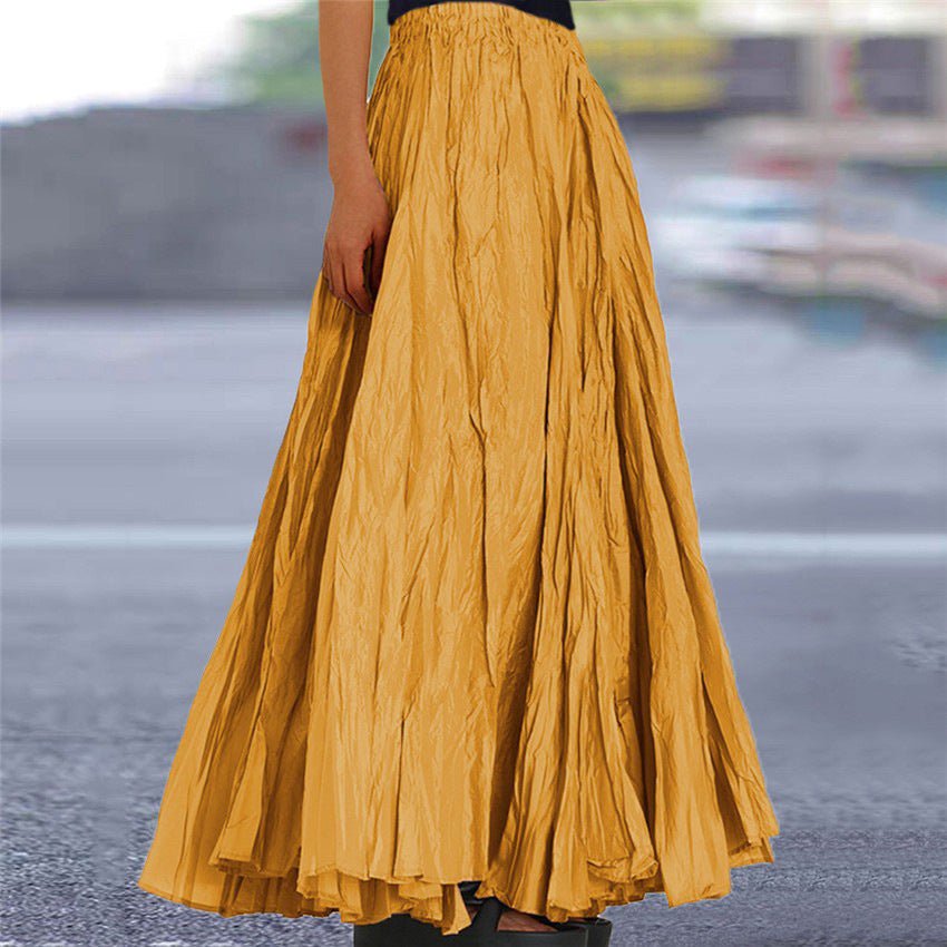 Women's Crinkled A-Line Maxi Skirt - Yellow