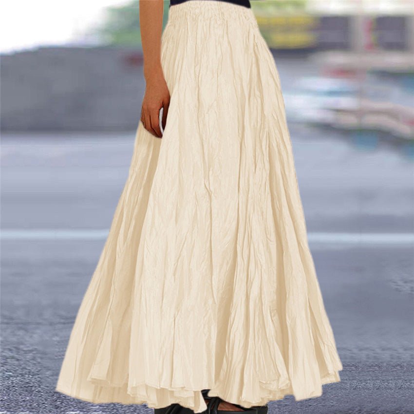 Women's Crinkled A-Line Maxi Skirt - Apricot