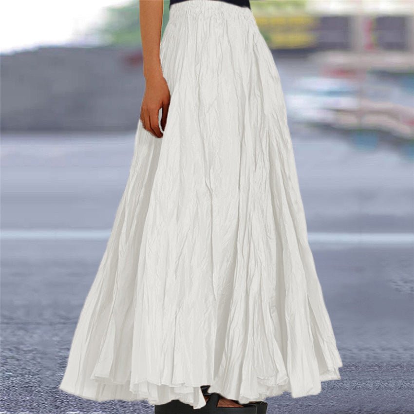 Women's Crinkled A-Line Maxi Skirt - White