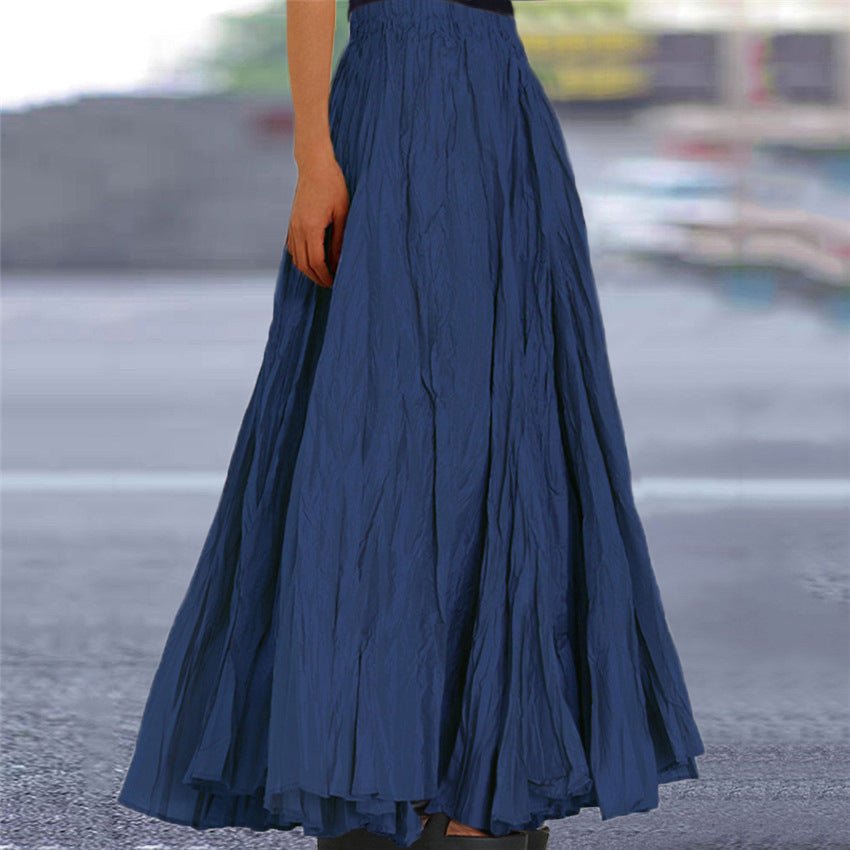 Women's Crinkled A-Line Maxi Skirt - Royal blue