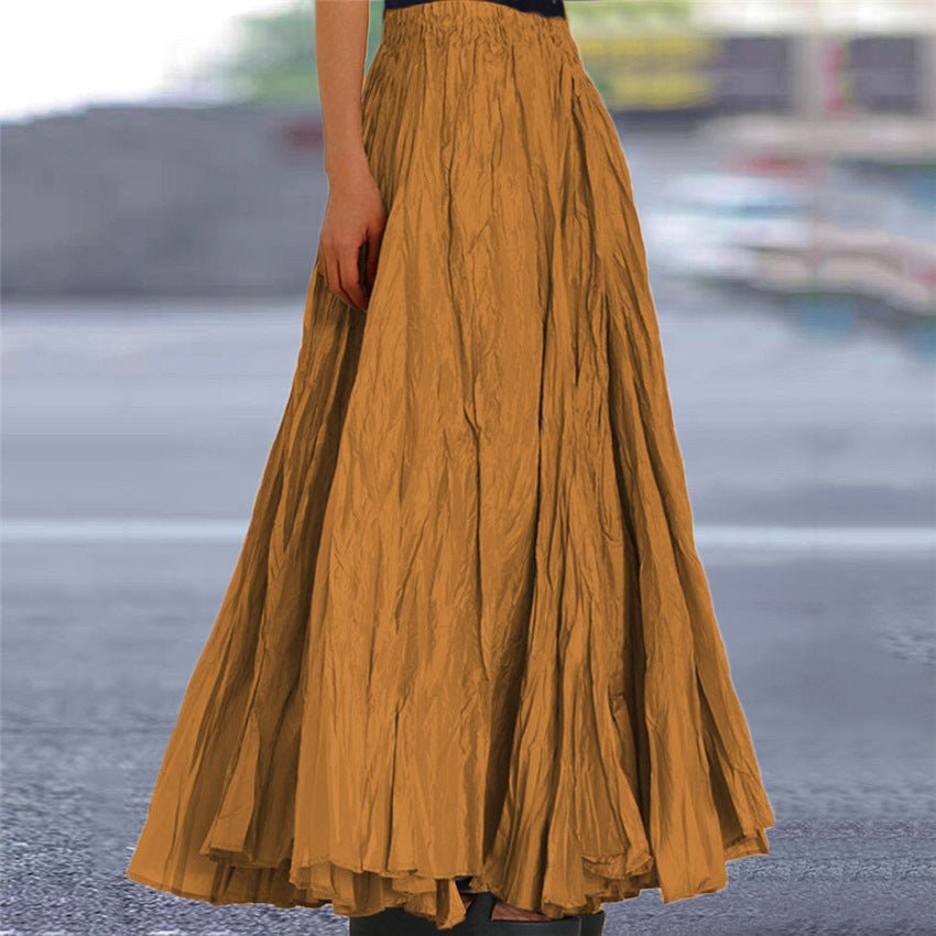 Women's Crinkled A-Line Maxi Skirt - Brown