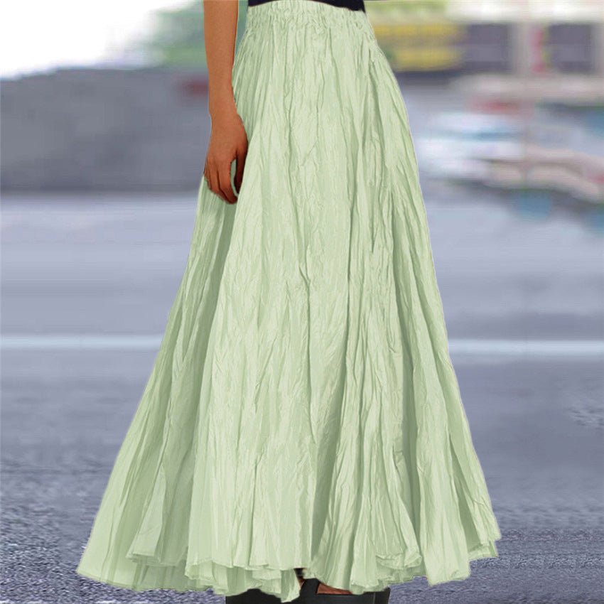 Women's Crinkled A-Line Maxi Skirt - Light Green