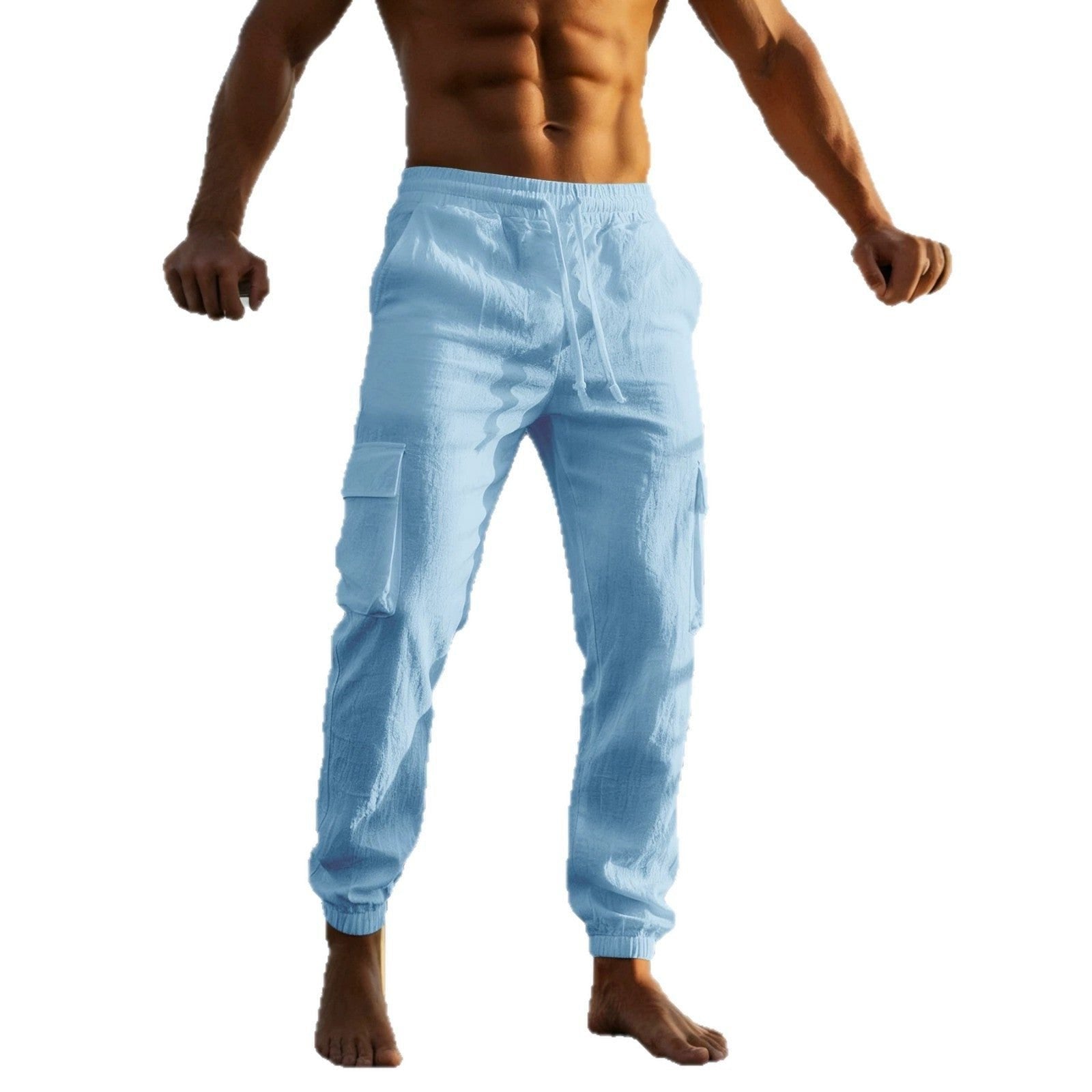 Men's Linen Cargo Joggers