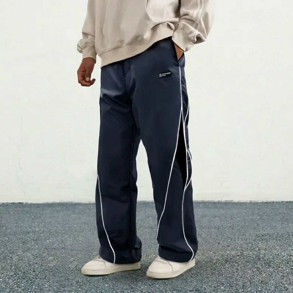 Men's Wide-Leg Track Pants - Navy Blue