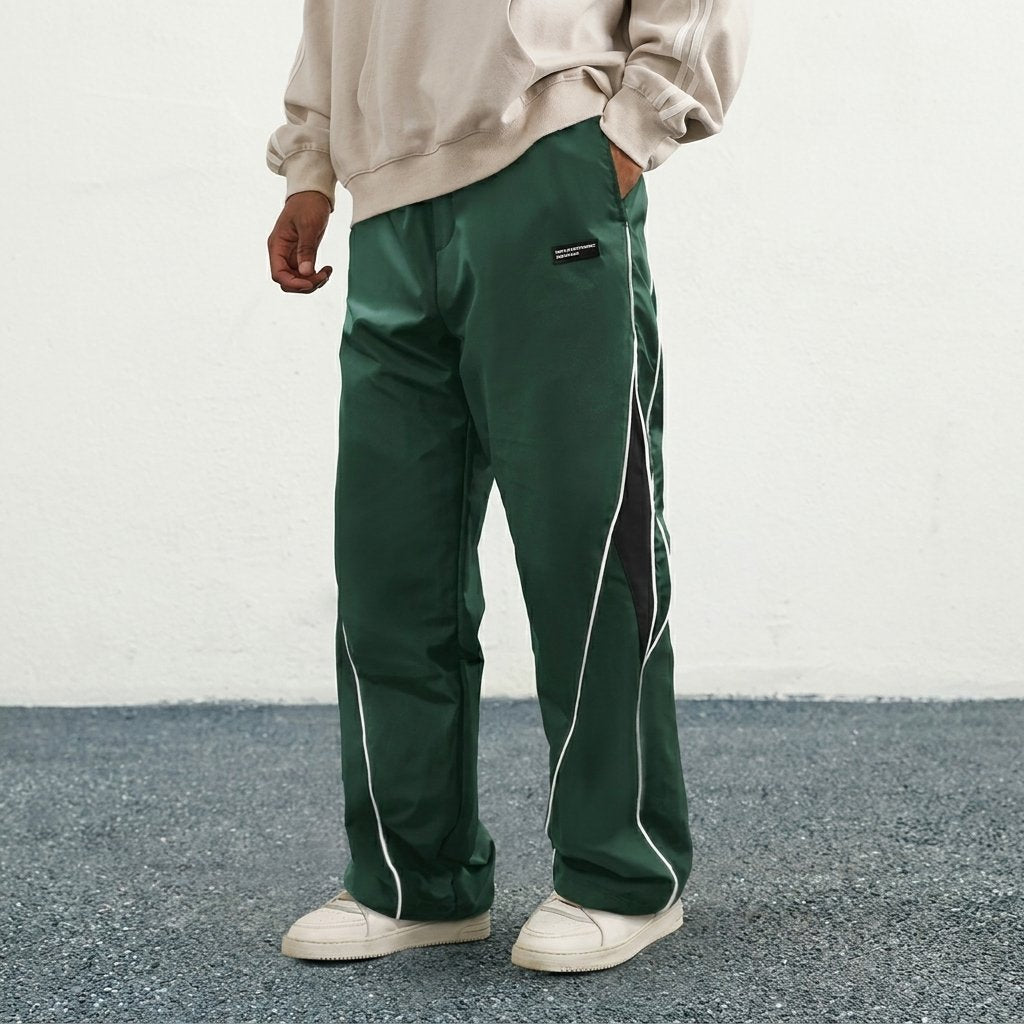 Men's Wide-Leg Track Pants - Green
